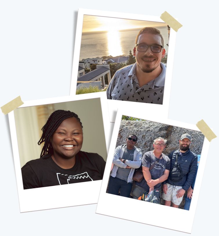 Photos of the PMPro Support Team: Jarryd, Mary, David W., Theunis, and Andrew