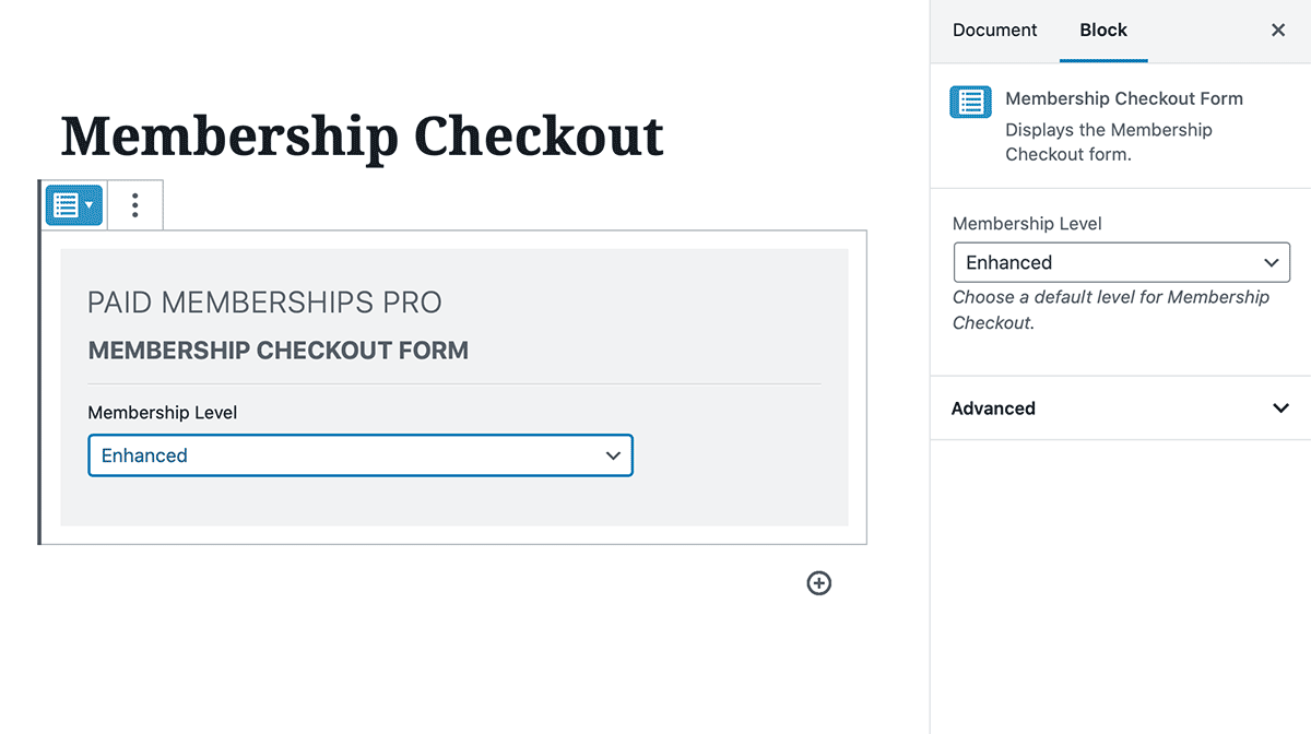 Membership Checkout Block