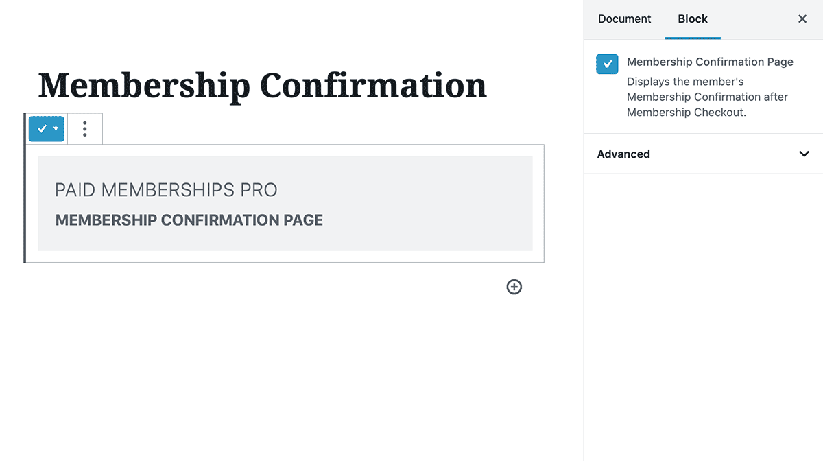 Membership Confirmation Block