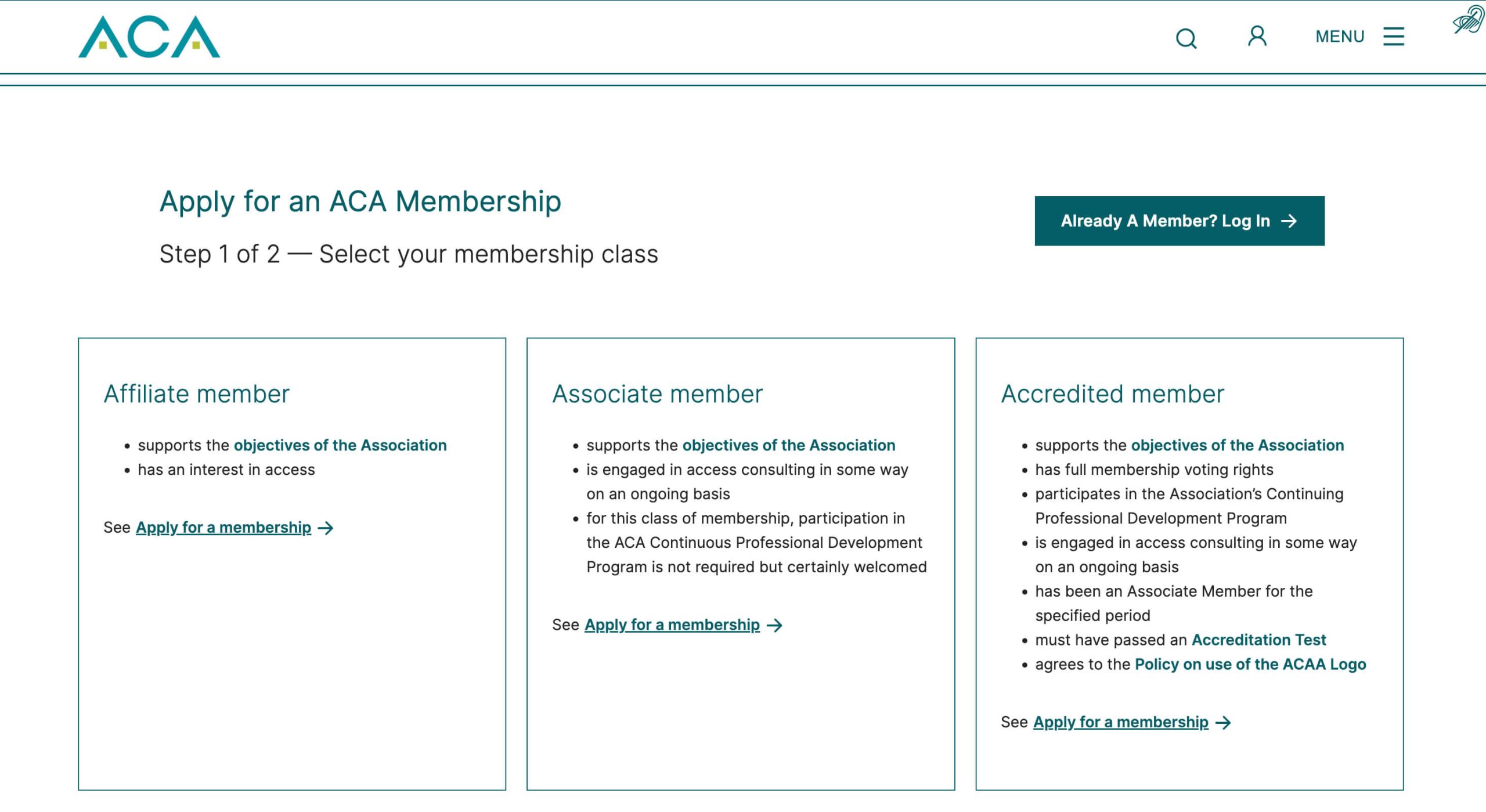 Access Consultants Association Membership Levels and Pricing