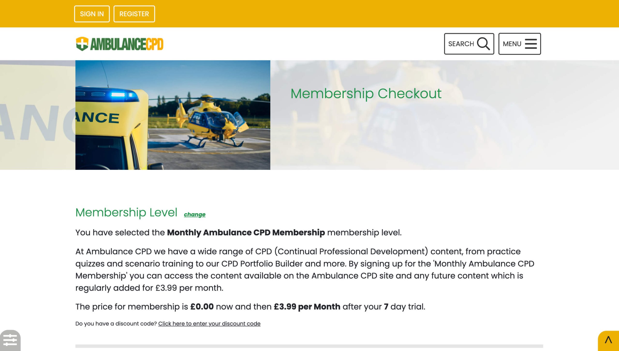 Ambulance CPD Membership Checkout