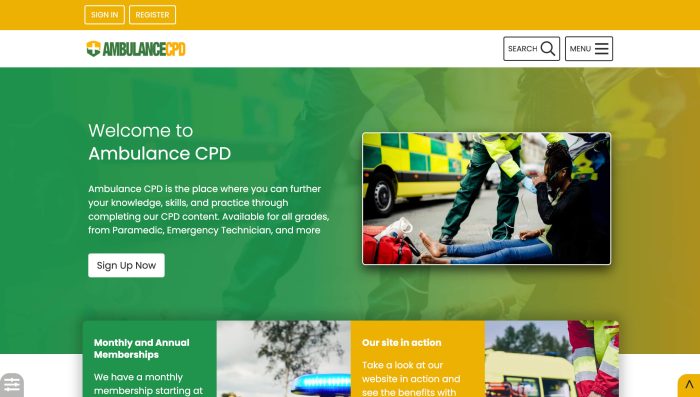 Ambulance CPD Website Homepage