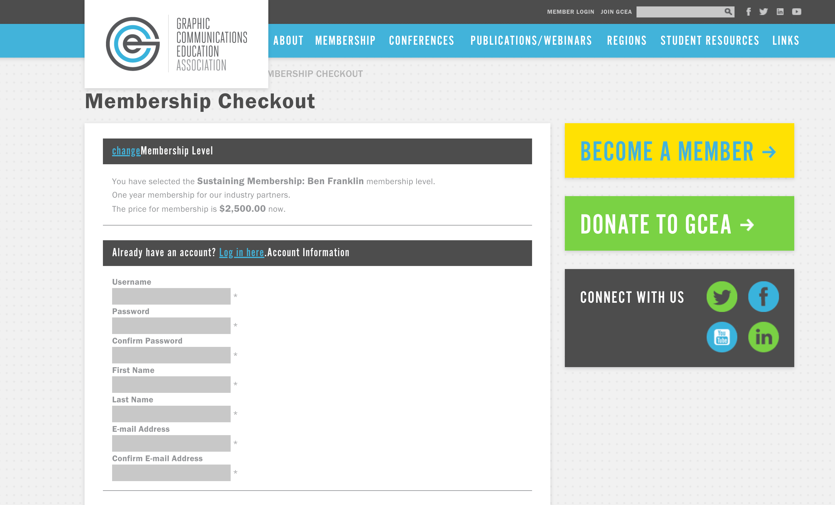Graphic Communications Education Association Membership Checkout