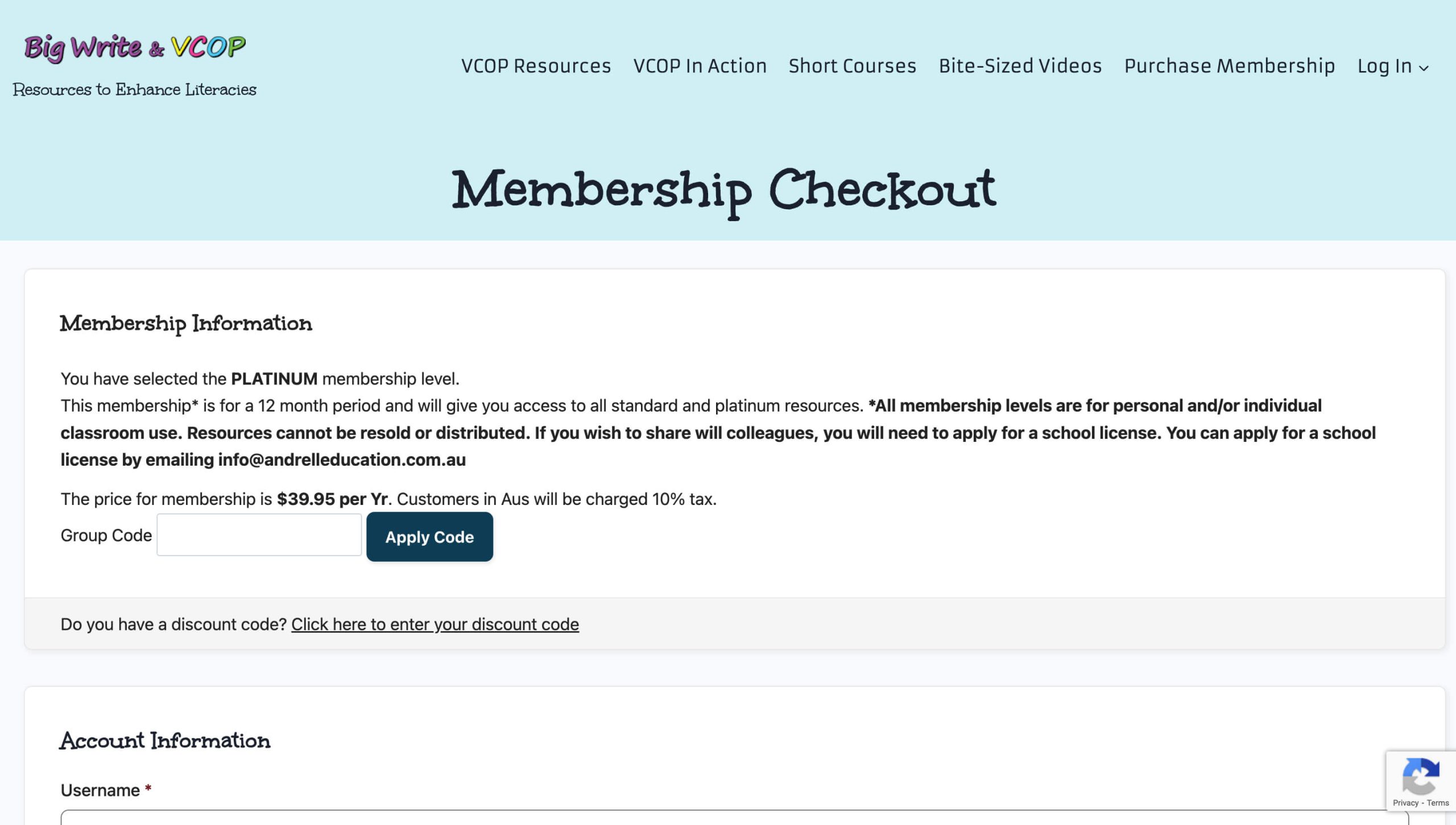 Andrell Education Membership Checkout