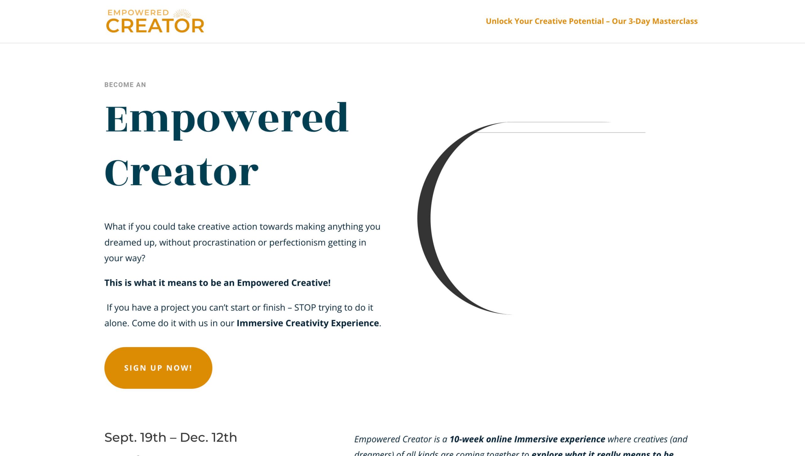 Empowered Creator Website Homepage