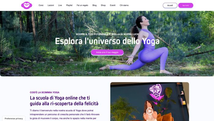 La Scimmia Yoga Website Homepage