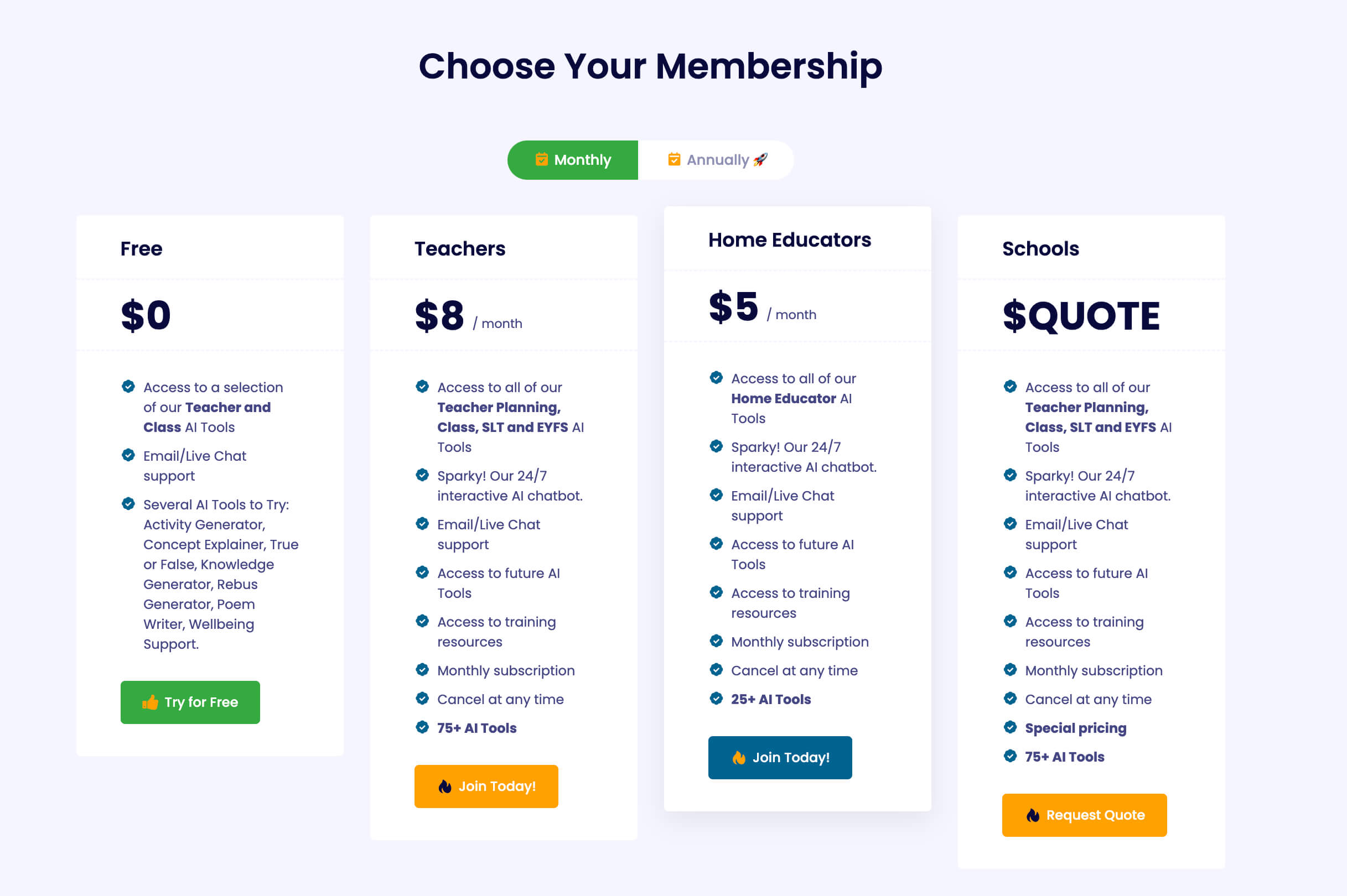 RockettAI Membership Levels and Pricing