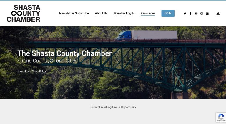 Shasta County Chamber of Commerce Website Homepage