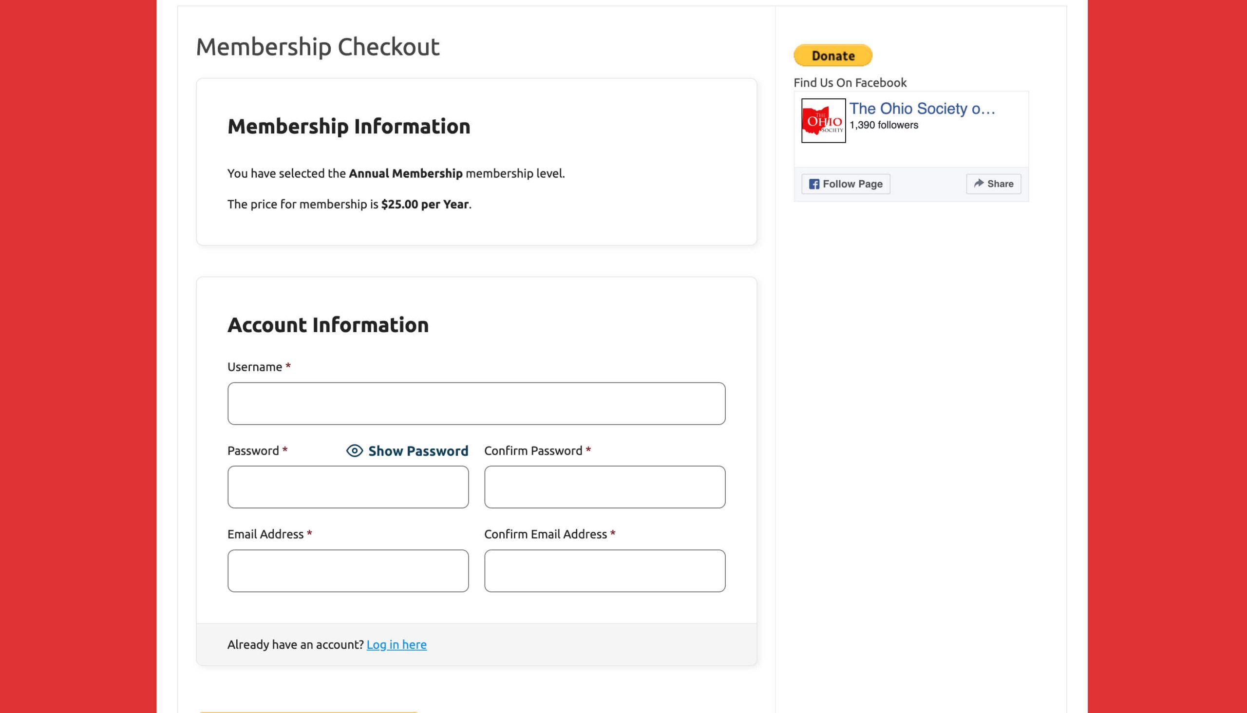 The Ohio Society Membership Checkout