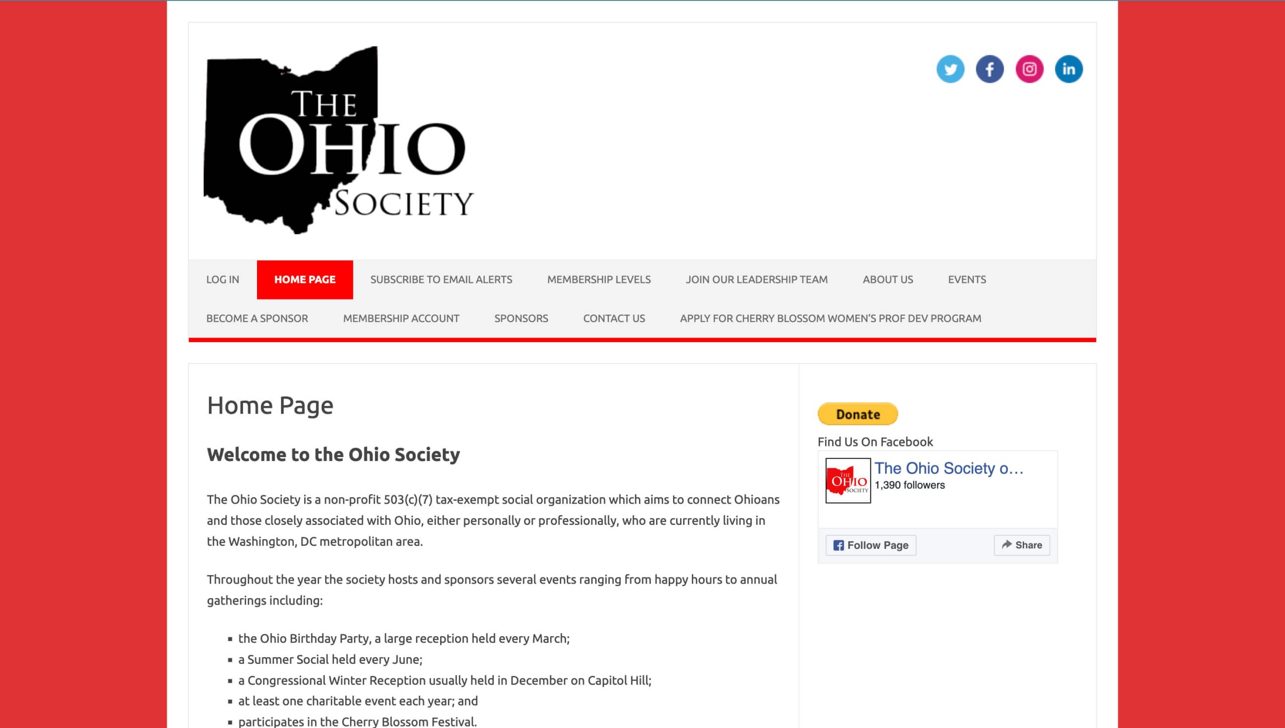 The Ohio Society Website Homepage