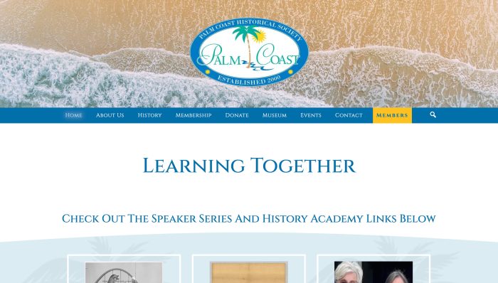 The Palm Coast Historical Society Website Homepage