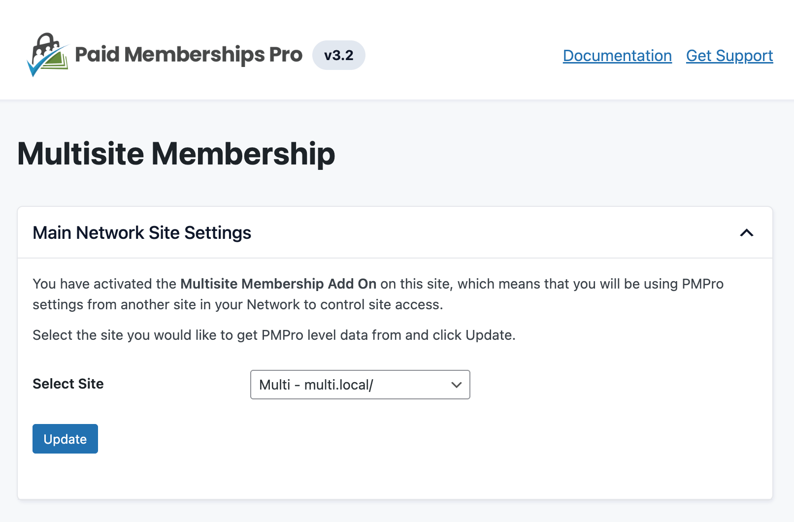 Memberships settings page in the subsite admins to choose the main network and mirror membership access