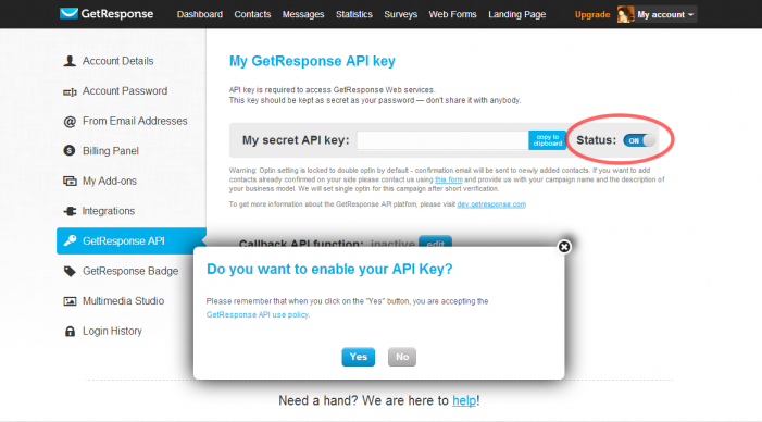 Enable API Key