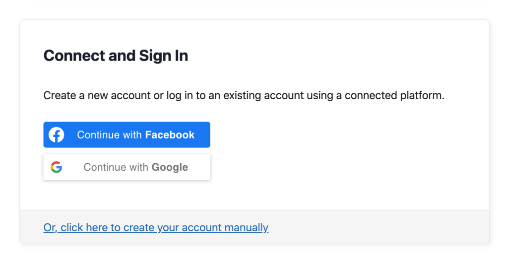 Membership Checkout form for a free level with the Facebook and Google social login buttons displayed
