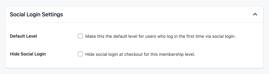 Edit Membership Level settings for the PMPro Social Login Add On