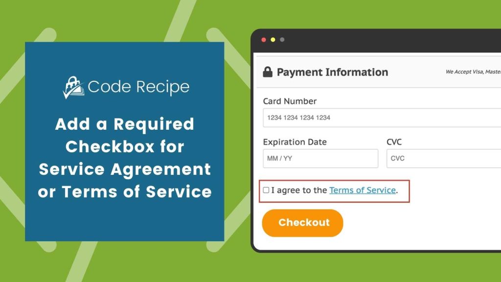 Banner Image for Code Recipe to Add a Required Checkbox for Service Agreement or Terms of Service