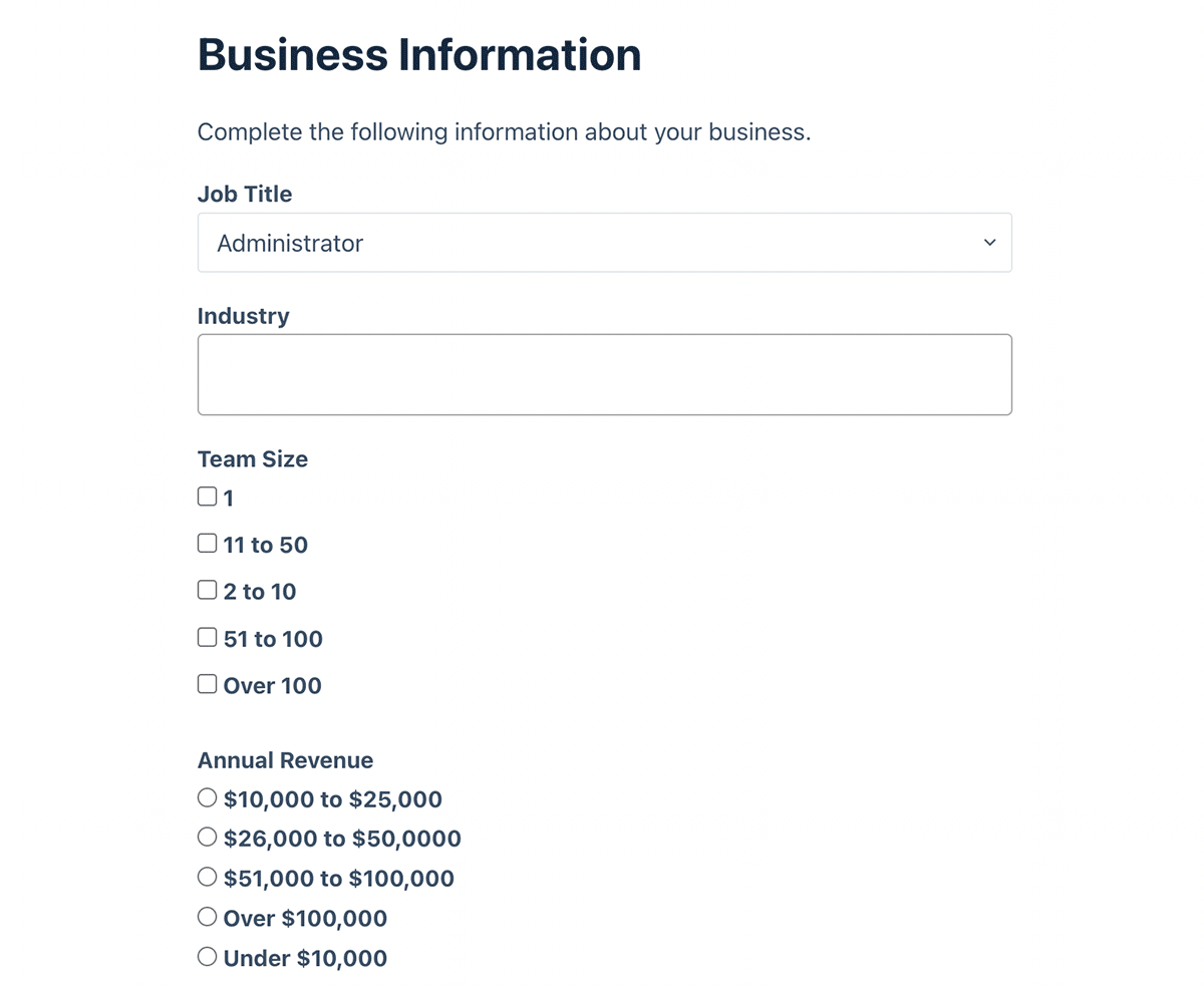 Screenshot of Frontend User Profile Edit Screen with User Taxonomy Field Types