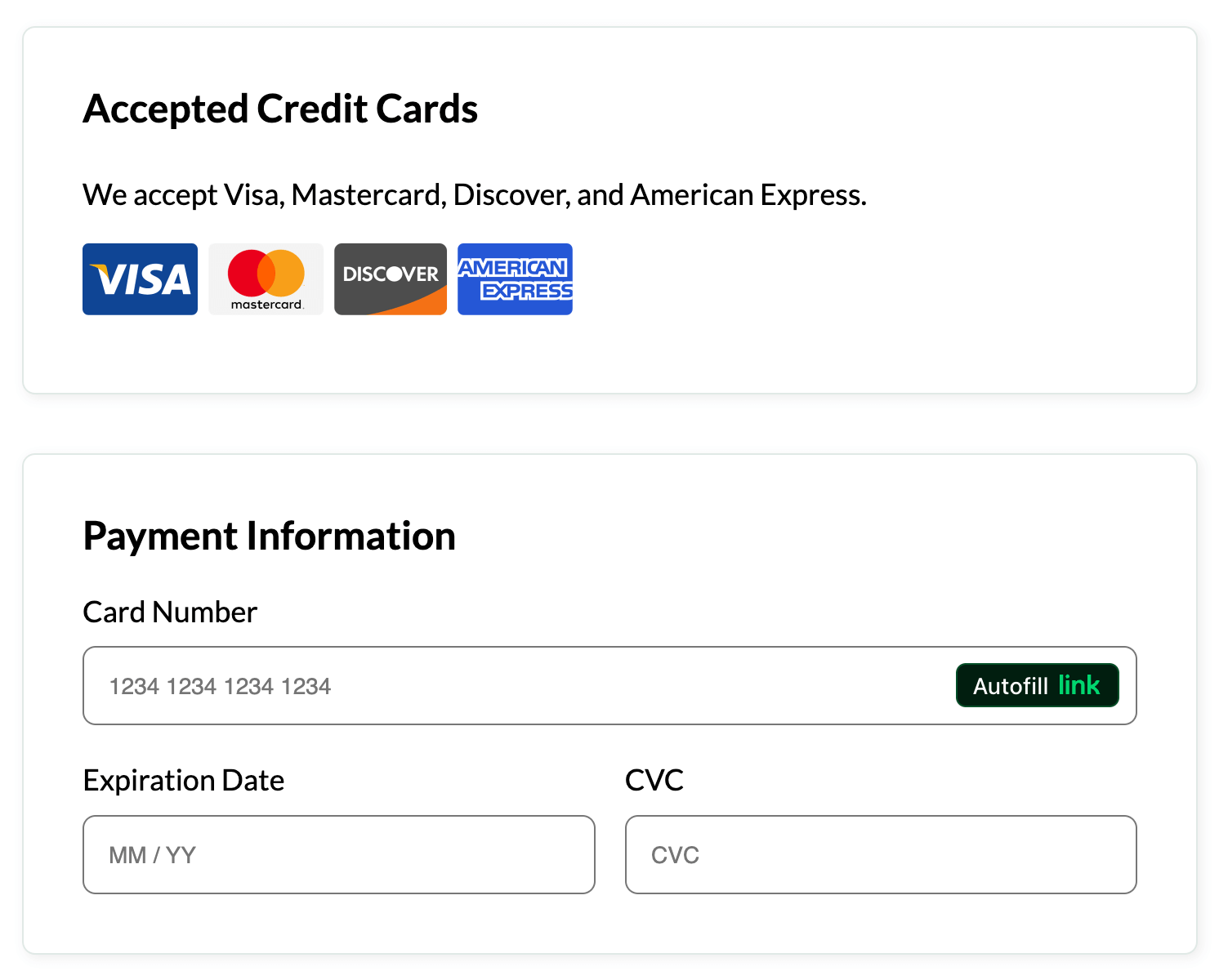 Add credit cards logos in a new Accepted Credit Cards section on Membership Checkout with PMPro