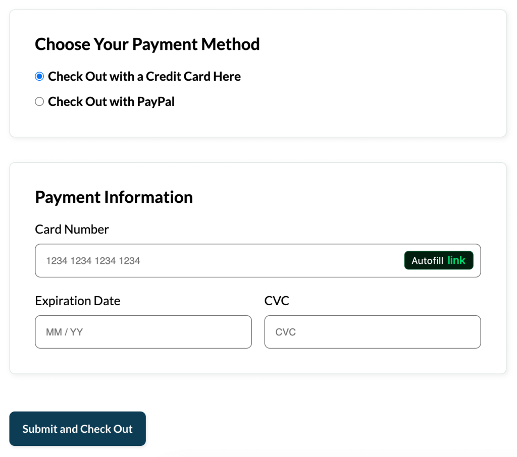 Screenshot of membership checkout with Add PayPal Express Add On showing option to check out with a credit card or check out with PayPal without logos
