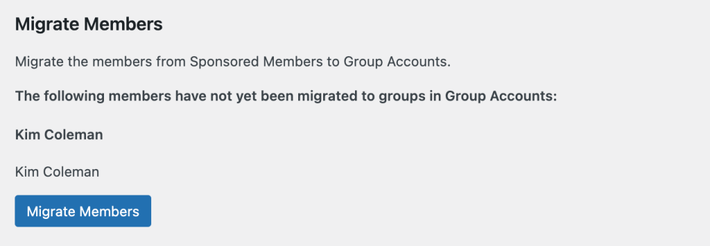 This is a screenshot for the Migrate Script to migrate child members from Sponsored Members into groups.