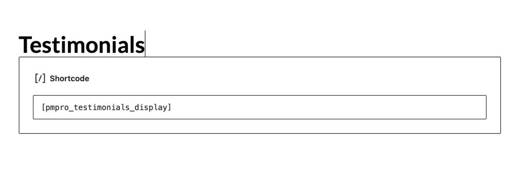 Screenshot of Testimonials display shortcode
