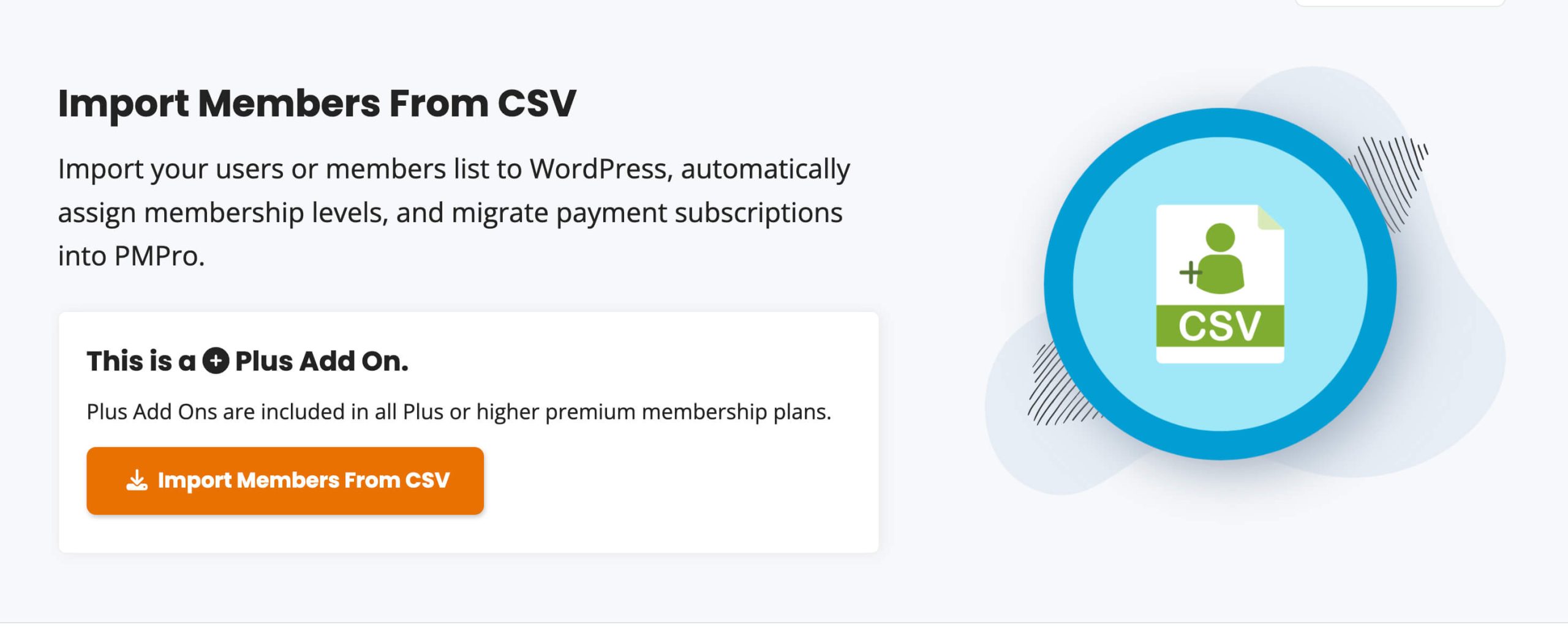 Screenshot of the Import Members from CSV Add On